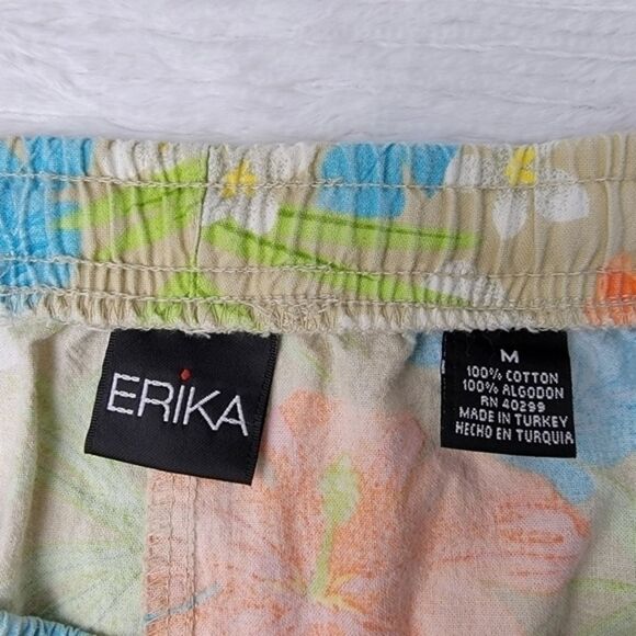 🏖🌴 90s ERIKA Vintage Aloha Resort Hawaiian Tropical Floral Shorts Size Medium - Picture 9 of 9